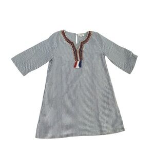 Hayden Los Angeles Blue White Striped Embroidered Boho Top Blouse Size M Cotton